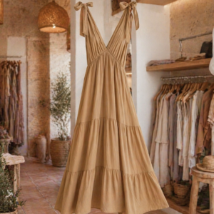 VESTIDO LARGO TIRANTES NUDOS