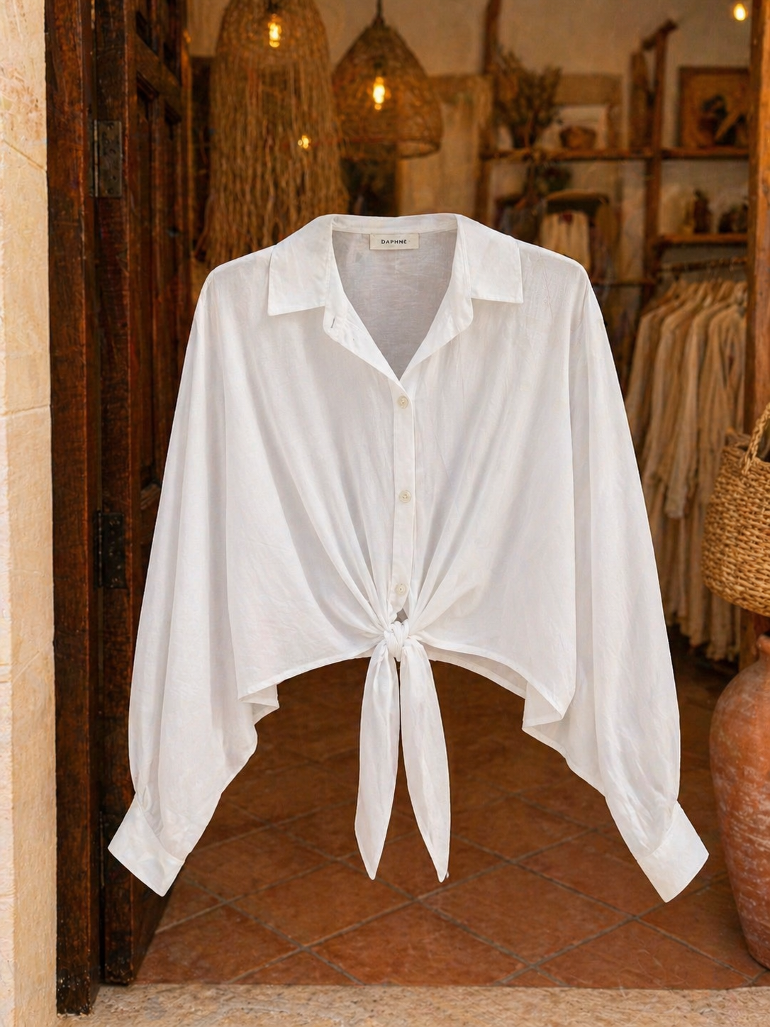 TOP CUELLO CAMISERO MANGA GLOBO