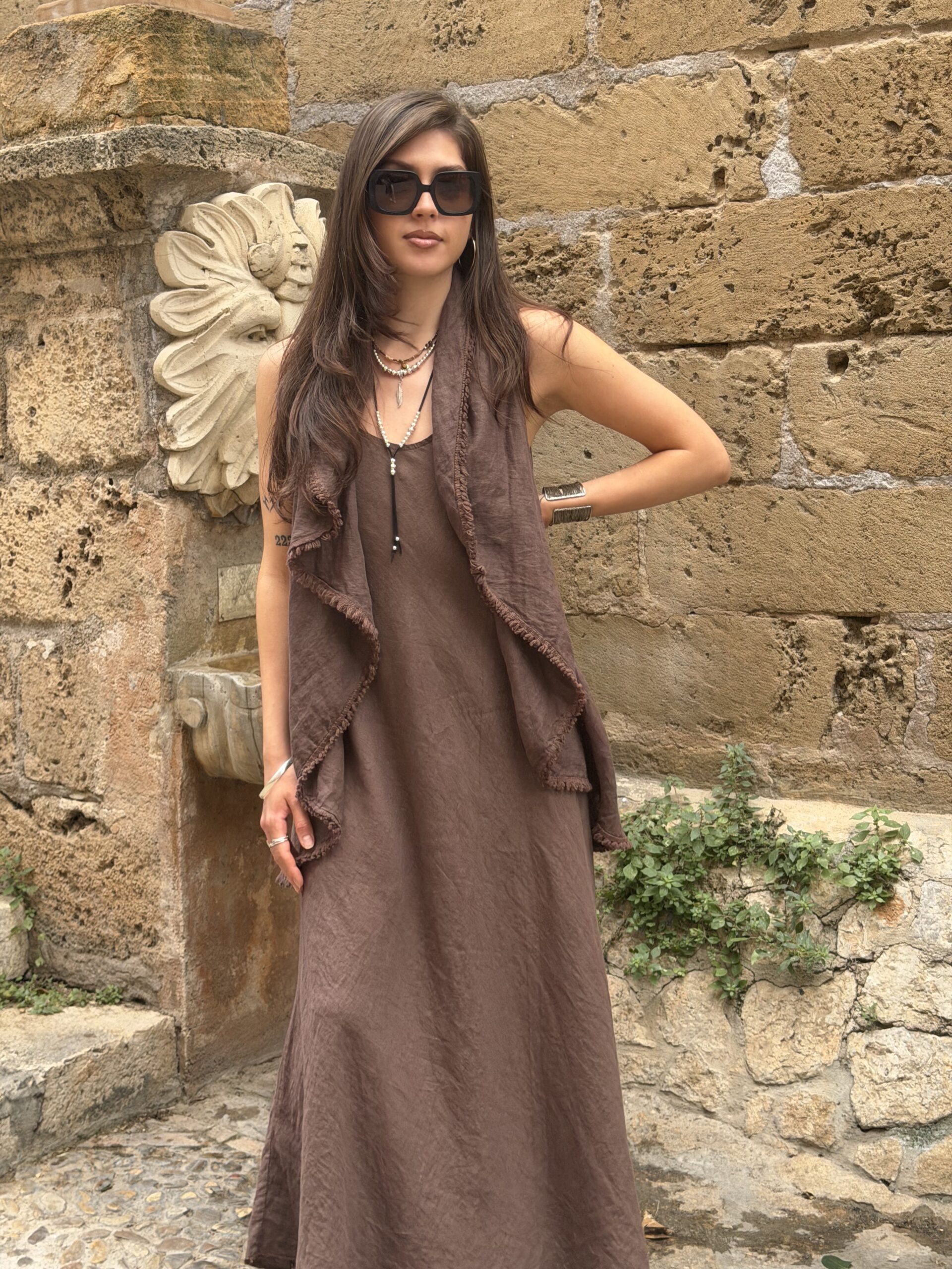 kimono corto flecos